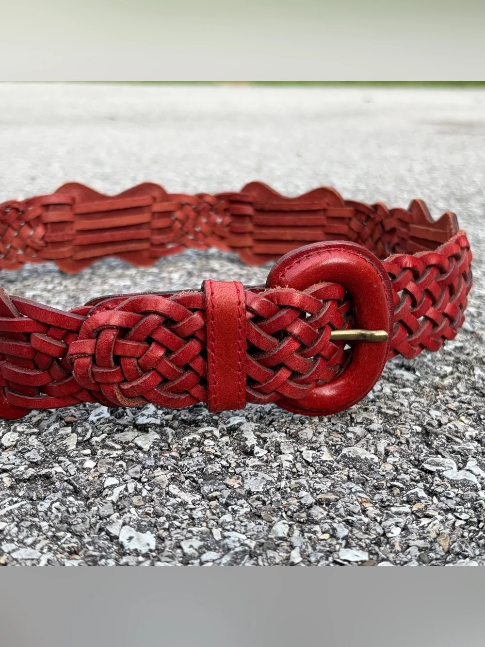 Vintage ECHO Italian Leather Woven Red Cordovon Womens Size Small 30”